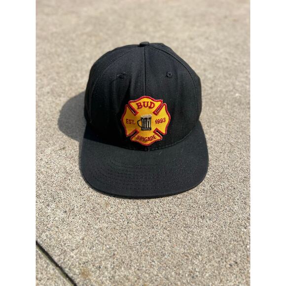 Vtg Bud Brigade Est. 1993 Hat Unisex One Size Black Snapback Embroider Patch USA - Picture 1 of 6